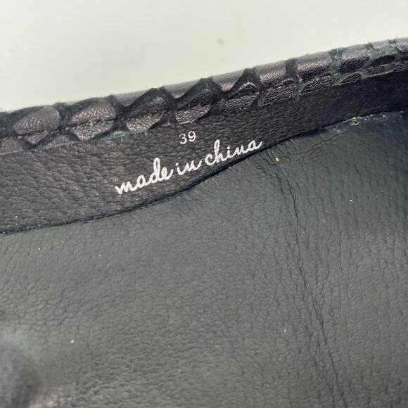 Joie Sz 9 Temple Black Embossed Leather Ankle Wrap Ballet Flats Pointed Toe - Picture 15 of 16